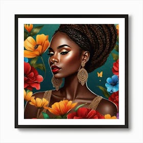 Black Girl With Flowers 1 Art Print