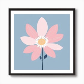 A White And Pink Flower In Minimalist Style Square Composition 337 Art Print