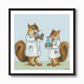 Science Loving Squirrels Lab Laughs Print Art Art Print