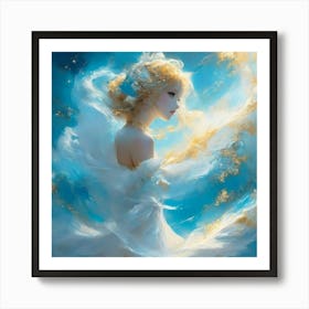 Girl In A White Dress Art Print