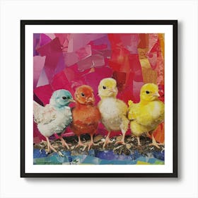 Moasic Kitsch Chicks Tile Effect Art Print