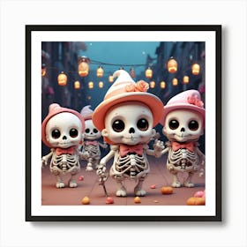 Halloween Skeletons 1 Art Print