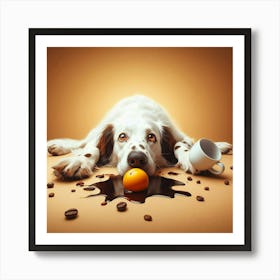 Dog With Orange Art Print