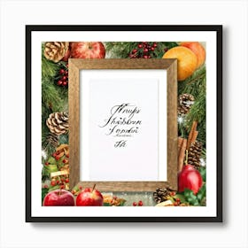 Calligraphy Style Script Rendering Of A Christmas Themed Message Set Within An Ornate Wooden Frame (5) Art Print