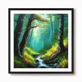 Stream In The Woods Art Print