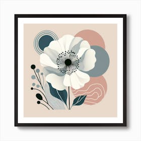 Scandinavian style, Large white poppy flower 1 Art Print