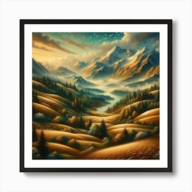 Landscape With Mountains Art Print