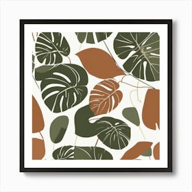 boho sage green and terrocata leafs Art Print