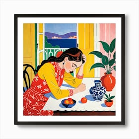 Woman At The Table 5 Art Print