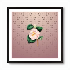 Vintage Gray's Invincible Camellia Botanical on Dusty Pink Pattern n.0972 Art Print