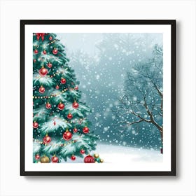 Christmas Inspired Banner Texture With Snowy Bac 1718395012 4 Art Print