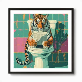 Tiger Reading Newspaper Art Print