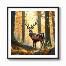 Deer In The Forest 167 Art Print