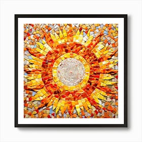 Mosaic Sun A Sun Created From A Mosaic Of Small Tiles 6 Art Print