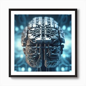 3d Rendering Of Artificial Brain 2 Art Print