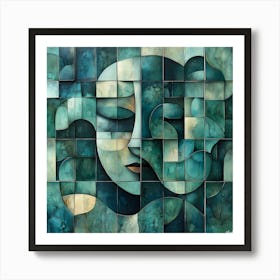 Woman'S Face Abstract Cubism Art Print