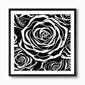 Black And White Roses 10 Art Print