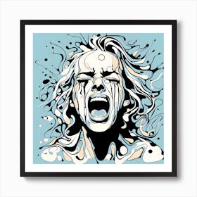 Woman Screaming Abstract Inspired by Jackson Pollock Art Print