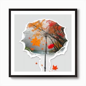 An Umbrella Falling To The Ground Rain Falling 2 Art Print