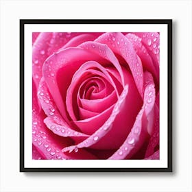 Pink Rose With Water Droplets 3 Art Print