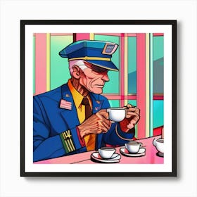 Man Drinking Tea Art Print