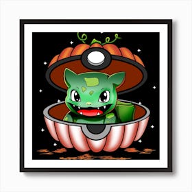 Bulbasaur In Pumpkin Ball - Pokemon Halloween Affiche