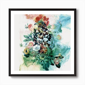 Birds In Flowers Square Art Print