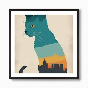 Cat In The City, wall art, painting design Art Print