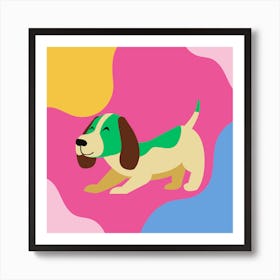 Dog On A Colorful Background Art Print