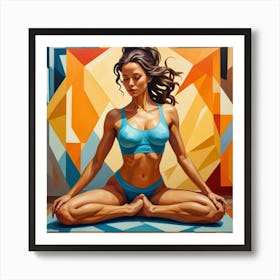 Goddess Pose Cubism Style Art Print