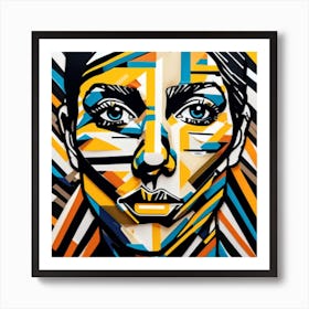 Determination And Resilience With Bold And Overlapping Tape Strips Creating A Strong And Unwavering Expression Art Print