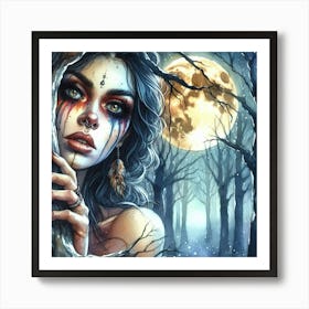 Indian Woman In The Forest Art Print