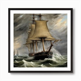 ship battling waves Art Print