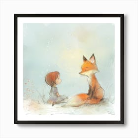 Little Girl And Fox Art Print