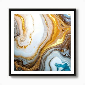 Abstract Gold And Blue Marble 1 Art Print