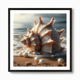 Seashell With Pearls Art Print