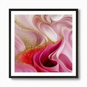 Abstract Pink And Gold Swirls Art Print