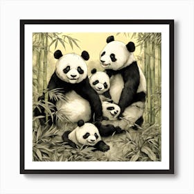 Panda Family Art Print