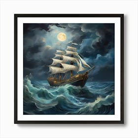 Ship In The Sea Art Print