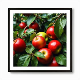 Red Apples On A Tree Art Print