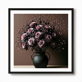 Purple Roses In A Vase 11 Art Print