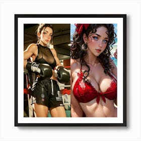 Asian Girl In Boxing Gear Art Print