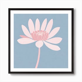 A White And Pink Flower In Minimalist Style Square Composition 359 Art Print