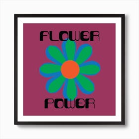 Flower Power - Retro - Vintage - Print - 60's - Colourful - Purple  Art Print