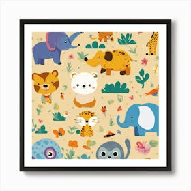 Playful Kids Animal Tshirt Design (3) Art Print