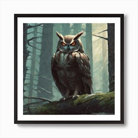 Owl In The Woods 24 Art Print