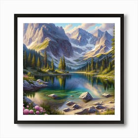 Lake In The Mountains Art Print