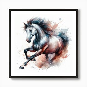 Horse In Motion, Horse Watercolour Art Print 4 Art Print