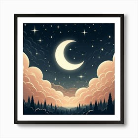 Night Sky With Clouds Art Print