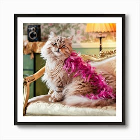 Cat With Feathers Art Print